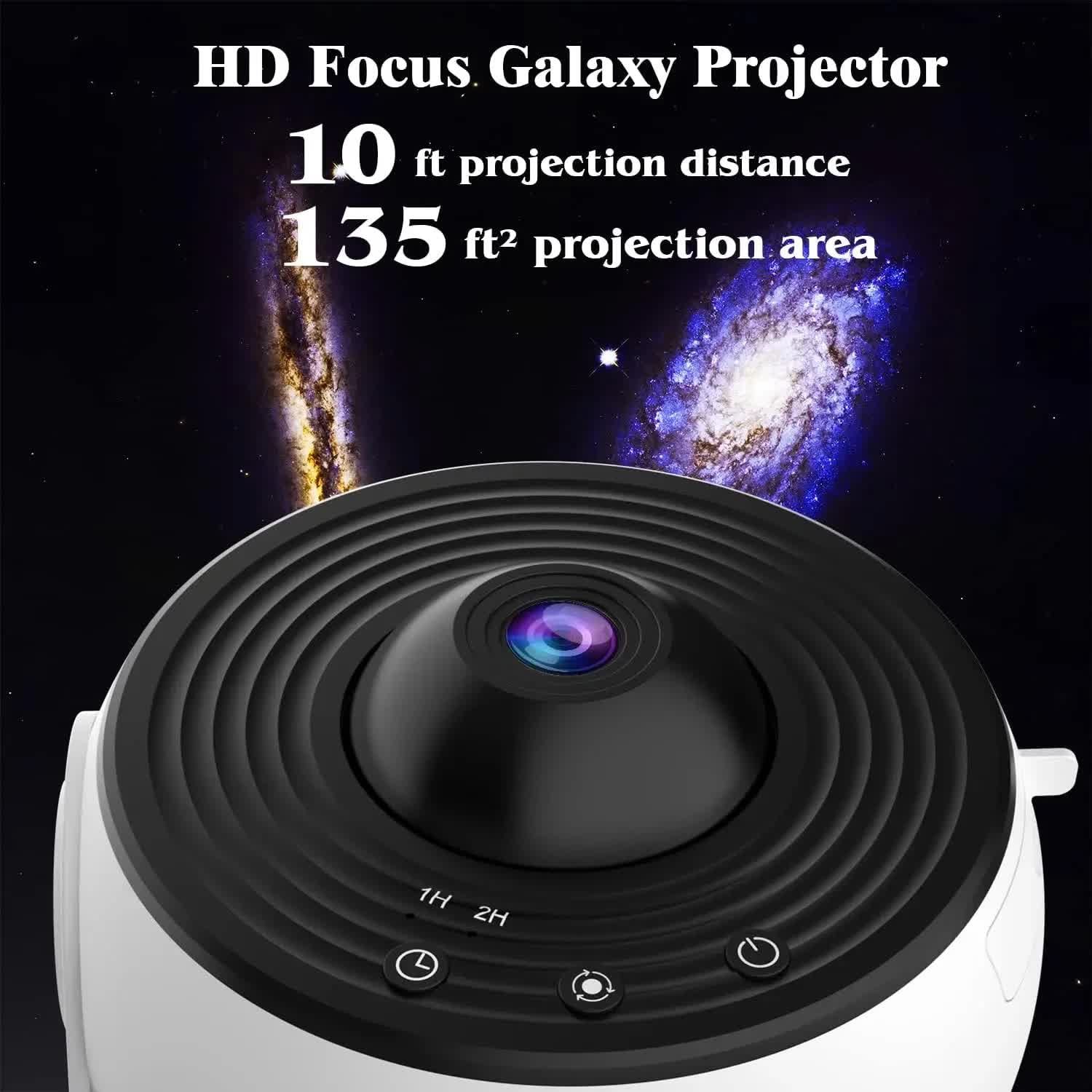 NNEDSZ High-Definition Focusable Starry Galaxy Projector Lamp - Creative Bedroom Mood Light with 13 Film Slides (White)