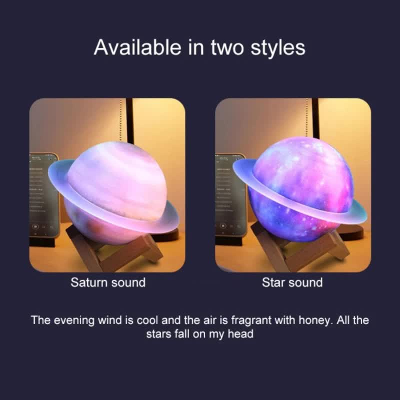 NNEDSZ Purle And Blue 3D Saturn Ring Bluetooth Speaker with Adjustable LED Lights, HiFi Bass, USB Charging, and Immersive Sound for Home and Desktop Use