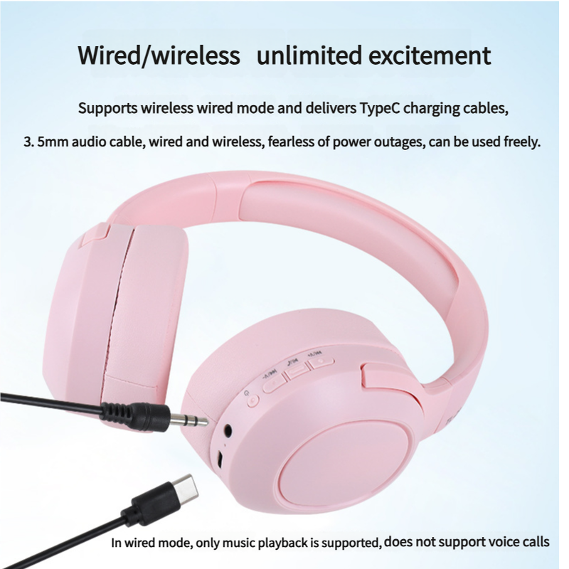 NNEDSZ Apricot TL-29 PRO Wireless & Wired Over-Ear Bluetooth Headphones - Comfortable and Versatile