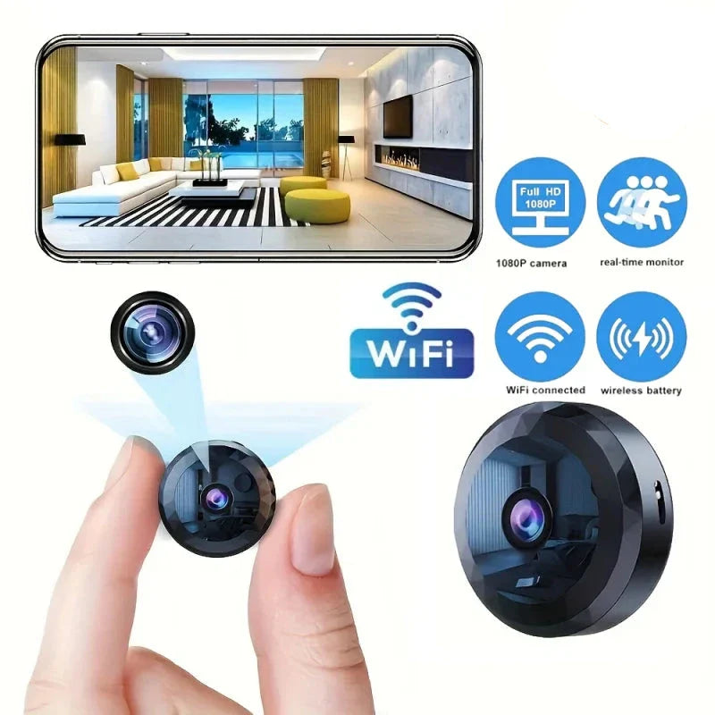 NNEOBA Mini WiFi Wireless Security Camera Night Vision (1080P HD)