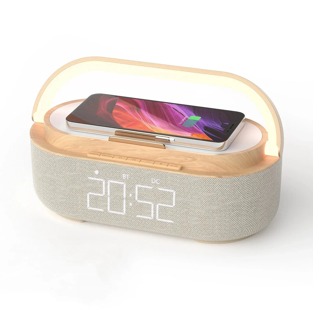 NNEOBA Bluetooth Speaker with Wireless Charging & Alarm Clock